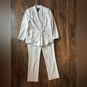 Ivory Tailored Blazer & Pants Suit Set | Minimalist Bridal Chic Power Look